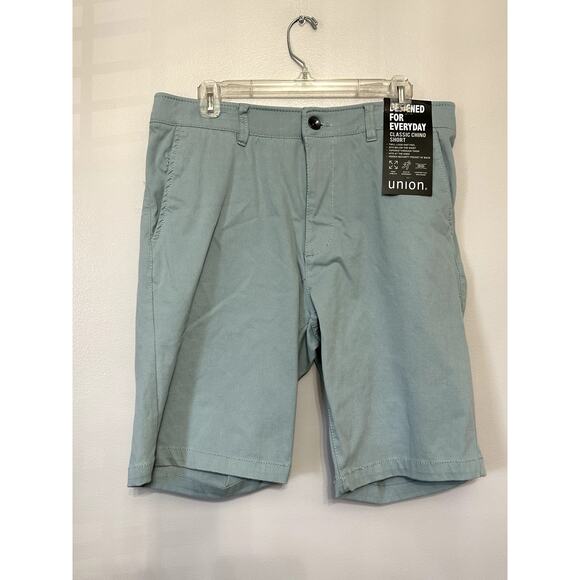 Union Men's Blue/Green Chino Twill Shorts Comfort Flex 32 NWT - Picture 1 of 9